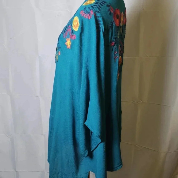 SOLD Umgee Blue Floral Embroidered Bohemian Open Kimono Sz S/M - Picture 5 of 8